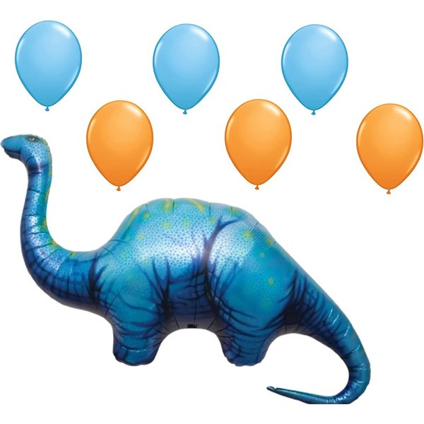 Loonballoon Dinosaur Dino Apatosaurus Shape Blue Green 51in. Birthday Party Mylar Balloon XXL Dino-AP-51